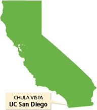 Map showing Chula Vista, California, UC San Diego