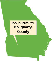 Georgia Map pinpointing Dougherty County